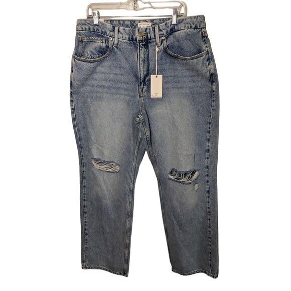 NWT Good American Good 90s Distressed Ripped Jeans Size 15 New - Picture 1 of 6